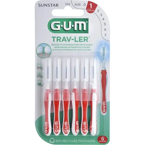 Gum Trav-ler Brossettes Interdentaires 0.8mm - 6 pièces