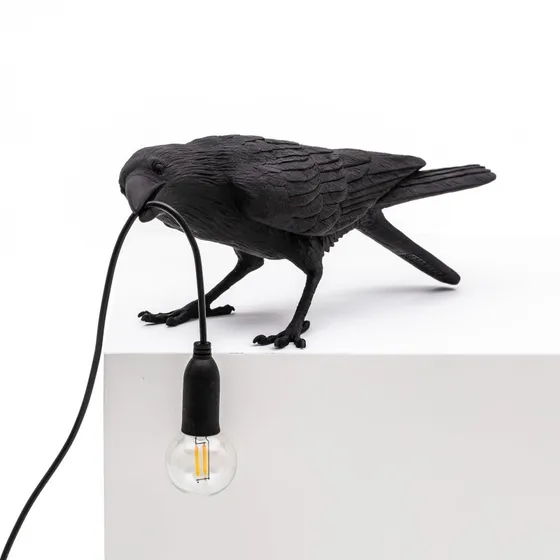 Seletti Bird Playing Lampe à Poser Noir