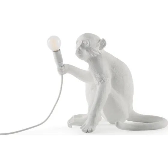 Seletti Lampe Monkey Lamp Singe Assis Blanc