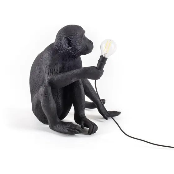 Seletti Lampe à Poser Singe Assis Noir - Monkey Lamp Extérieur