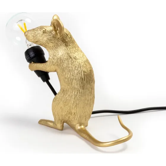 Seletti Mouse Lamp Lampe à Poser Assise Or