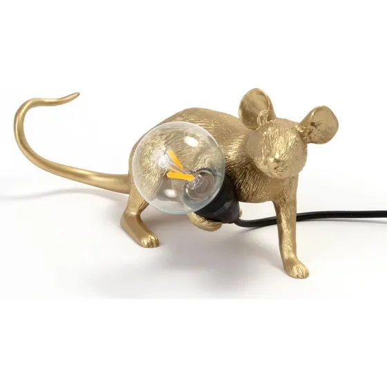 Seletti Mouse Lop Lampe à Poser Allongée Or
