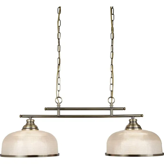 Searchlight Suspension Bistro II en verre et laiton antique