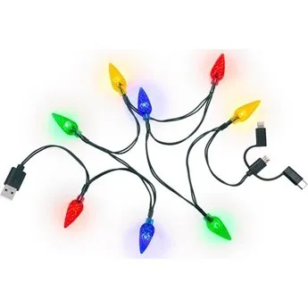 Goobay Câble USB avec LED Christmas - USB-C, MicroUSB, Lightning