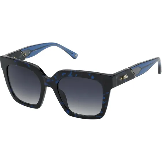 Nina Ricci SNR318 0VBG Lunettes de soleil carrées bleues pour femme