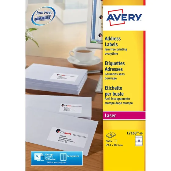 Avery Étiquettes Laser Blanches 99,1 x 38,1 mm (560 unités)
