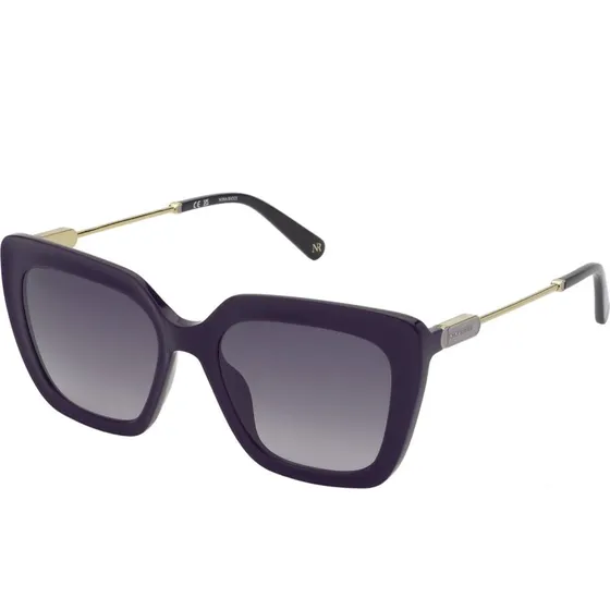 Nina Ricci SNR379 Lunettes de Soleil Carrées Violette et Fumée