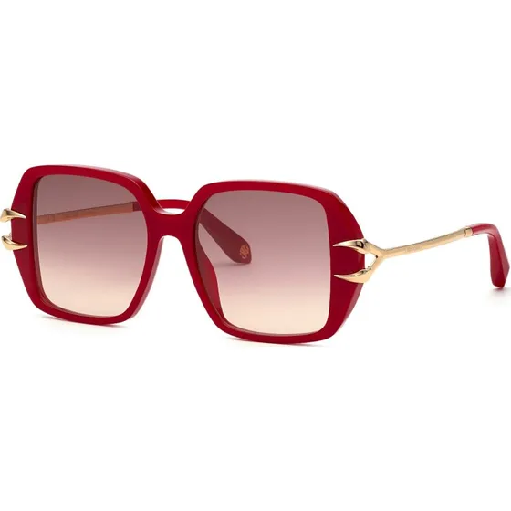 Roberto Cavalli SRC030 Lunettes de Soleil Géométriques Rouge et Marron