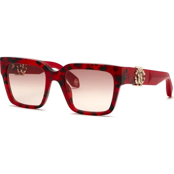Roberto Cavalli SRC040M Lunettes de Soleil Carrées Rouge et Marron