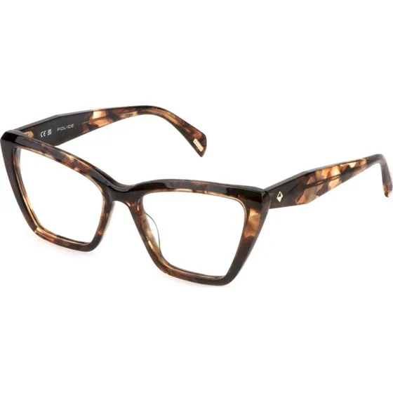 Police VPLP52 GEM Lunettes Optiques Carrées en Acétate Havane Femme