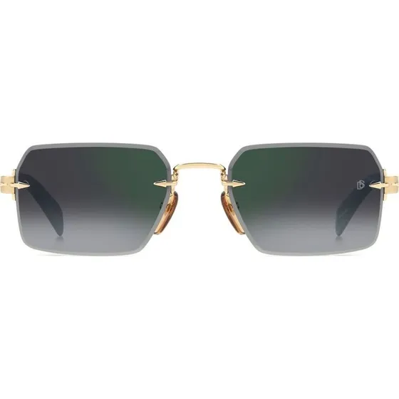 David Beckham DB 7109/S Lunettes de Soleil Carrées Dorées et Verres Verts