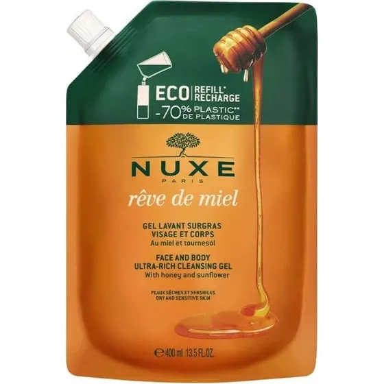 NUXE Rêve de Miel - Gel nettoyant visage et corps recharge, 400 ml
