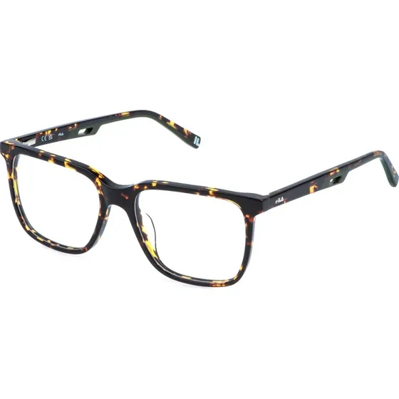 Fila Homme VFIA92 779Y - Montures Optiques Carrées en Acétate Havane