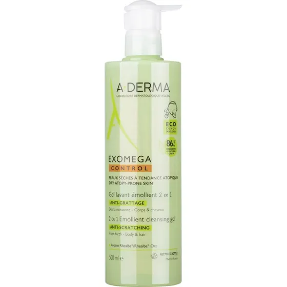 A-Derma Exomega Control Gel Douche 2 en 1, 500 ml