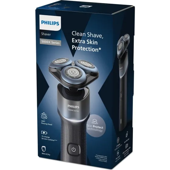 Philips Series 5000X X5006/00, Rasoir Électrique Wet & Dry Noir/Bleu