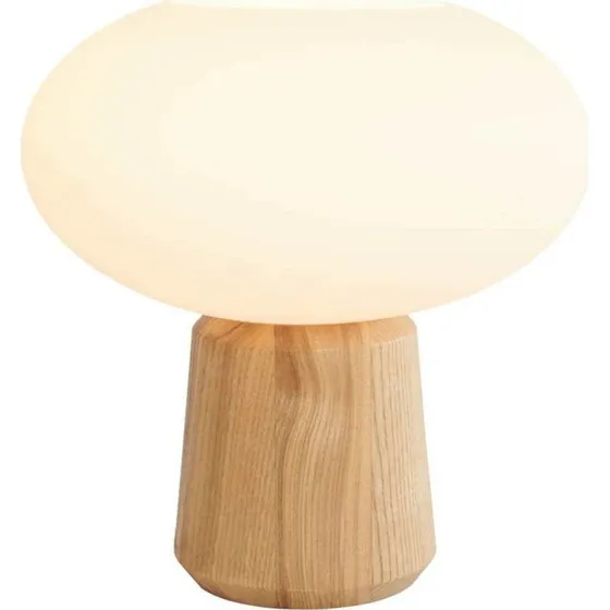 Watt & Veke Lampe à poser Olivia - Verre opale et bois de frêne