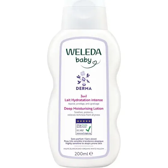 Weleda Baby Derma Lait Hydratation Intense 3en1 Sans Parfum 200ml