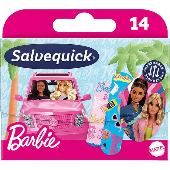 Salvequick Pansements Barbie Imperméables pour Enfants - 14 pièces