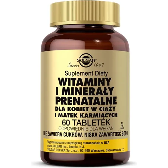 Solgar Vitamines et Minéraux Prénatals, 60 comprimés