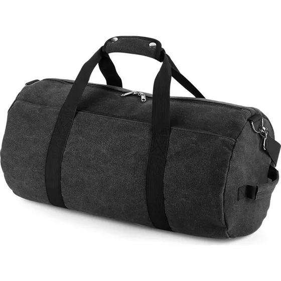 BG655 Sac de voyage polochon vintage noir