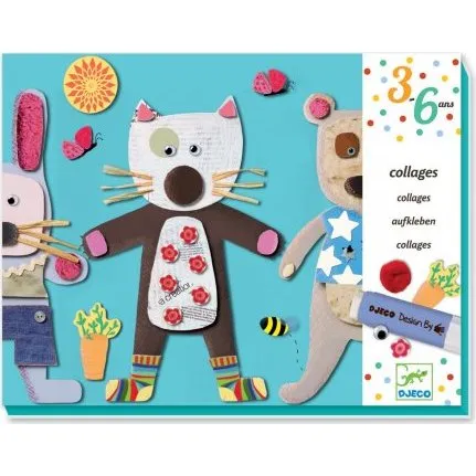 Djeco Collages des petits - Kit cratif pour enfants 3-6 ans