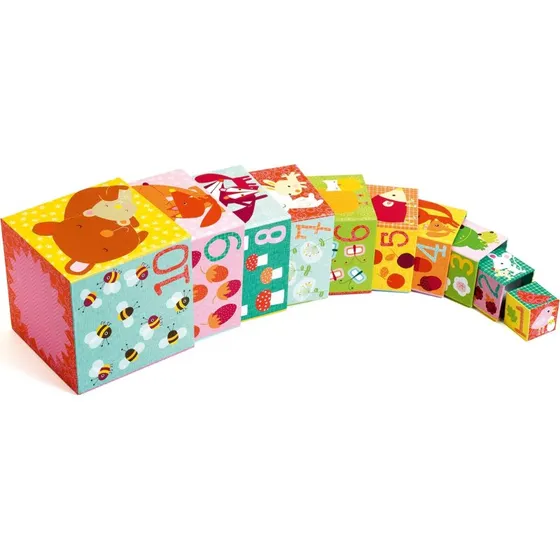 Djeco - 10 cubes à empiler forêt