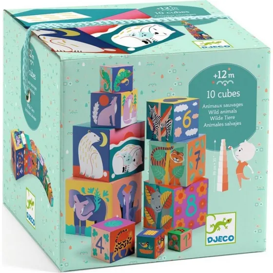 Djeco - Cubes Animaux Sauvages 10 Pièces