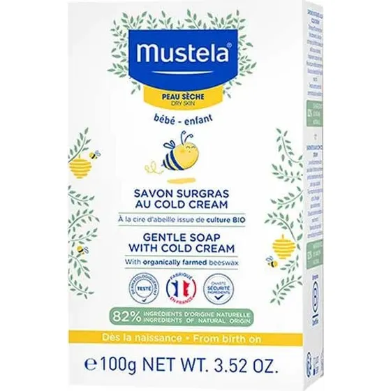 Mustela Savon Doux au Cold Cream et Cire d'Abeille Bio, 100g