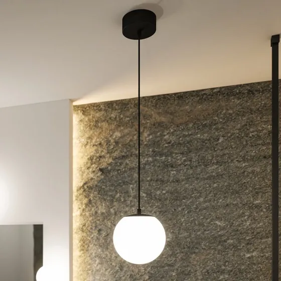 Paulmann Suspension LED Gove IP44 Noir - Verre Opale Sphérique