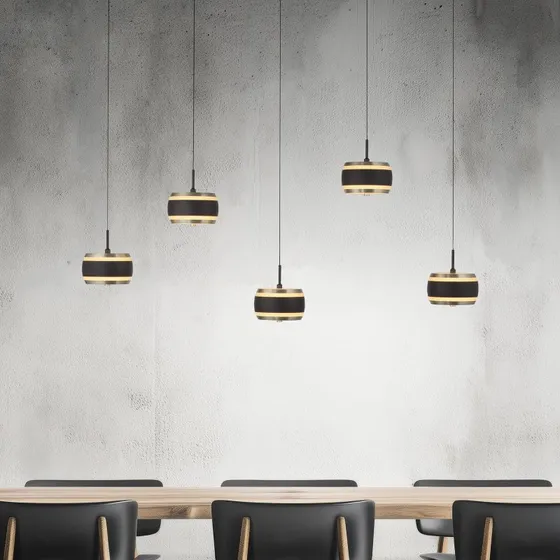 PURE Suspension LED Falling Rings Noire - 101 cm, 5 Lampes