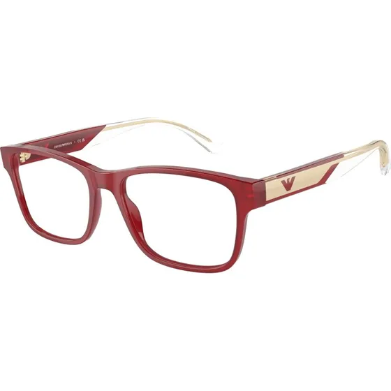 Emporio Armani EA3239 - Montures Optiques Carrées en Acétate Rouge Transparent