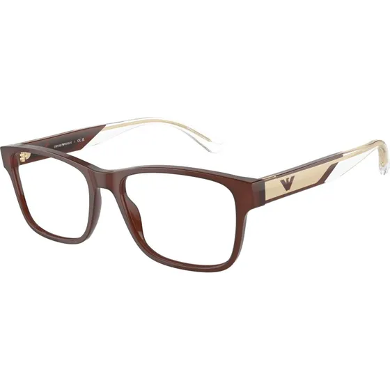 Emporio Armani EA3239 6095 - Montures Optiques Carrées en Acétate Marron