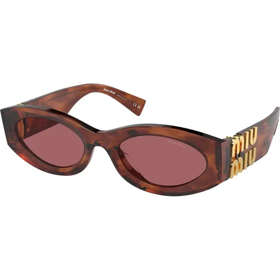 Miu Miu MU 11WS Lunettes de Soleil Rondes en Acétate Marron et Violet