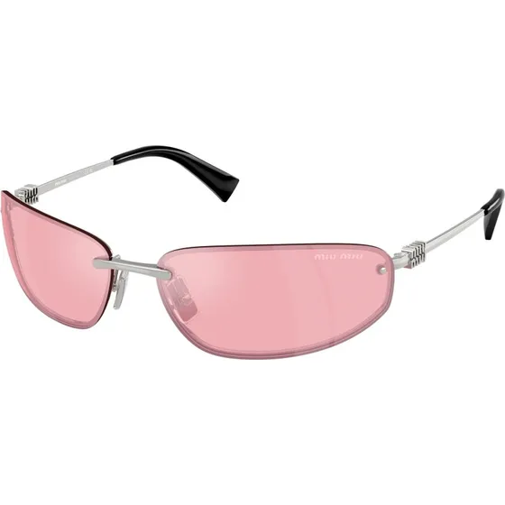 Miu Miu MU A50S 1BC70J Lunettes de Soleil Rondes Argent et Rose