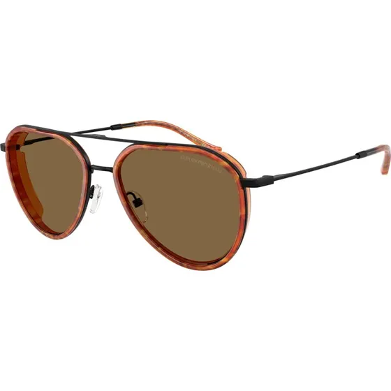 Emporio Armani EA2163 Lunettes de Soleil Pilote Métal Noir et Marron
