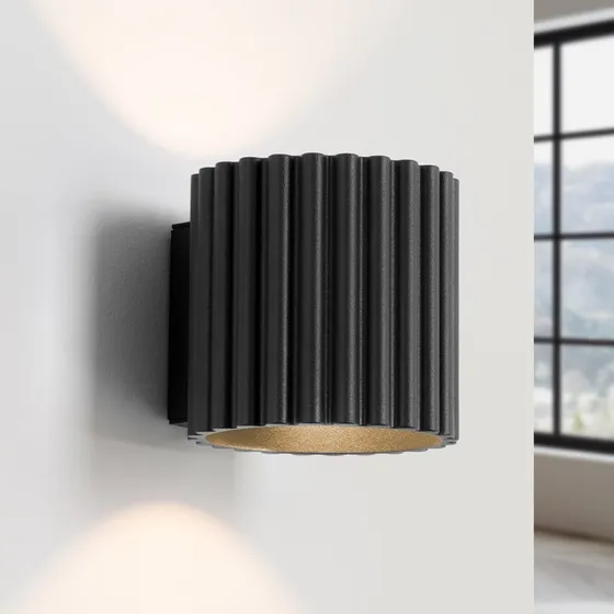 Sollux Lighting Applique murale RIBLA noire, Ø 10 cm, Aluminium