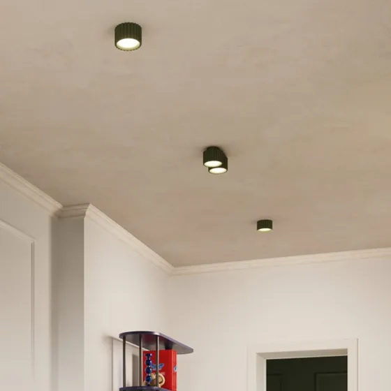 Sollux Lighting Plafonnier RIBLA Vert Olive, Ø 10 cm, Aluminium