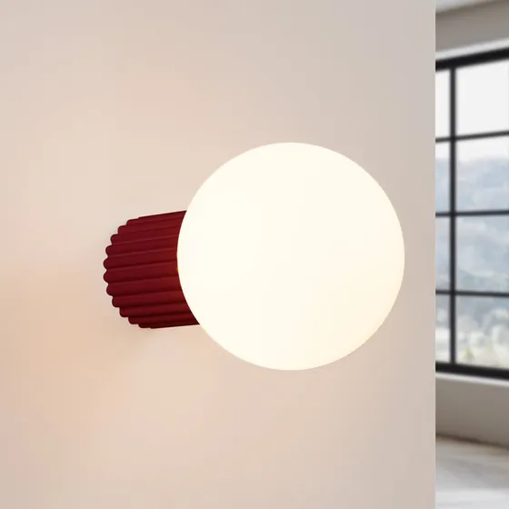Sollux Lighting Applique murale ORBI rouge foncé, verre et métal, Ø 12 cm