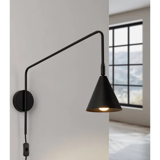 SOLLUX LIGHTING Applique murale LYS noire, Ø 14 cm, métal, E14