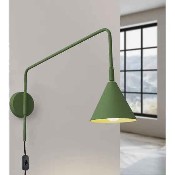 SOLLUX LIGHTING Applique murale LYS, Vert Olive, Ø 14 cm, E14