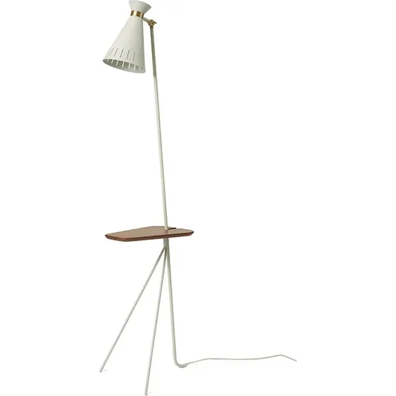 Lampadaire Cone Warm Nordic avec table en chêne et détails laiton