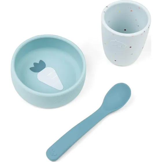 Done by Deer Set Vaisselle 3 Pièces Silicone Bleu