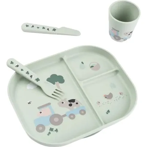 Done by Deer Foodie Coffret Repas Ventouse Tiny Farm Vert