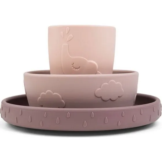 Done by Deer Set Vaisselle Silicone 3 Pièces Rose