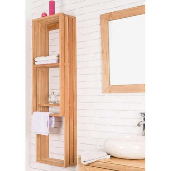 Carla - Colonne porte-serviette en teck suspendue