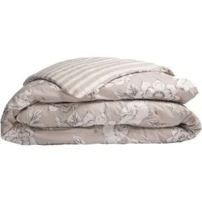 COTTAGE Housse de Couette 260x240cm Imprimé Floral Rayé Beige