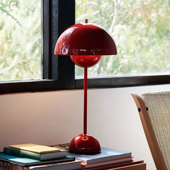 &Tradition Lampe à poser Flowerpot VP3 Rouge Vermillon - 50 cm