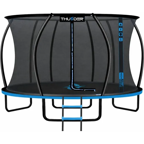 THUNDER Trampoline 12 ft 366 cm Bleu avec filet et échelle