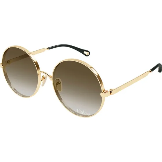 Chloé CH0321S Lunettes de Soleil Rondes en Métal Or et Marron