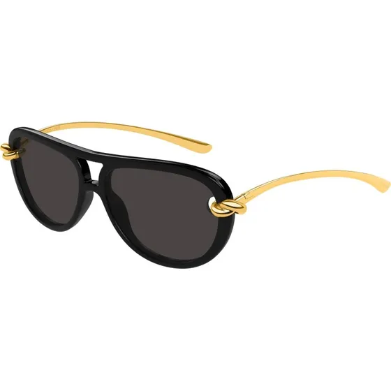 Bottega Veneta BV1418S Lunettes de soleil Pilote Noir et Gris